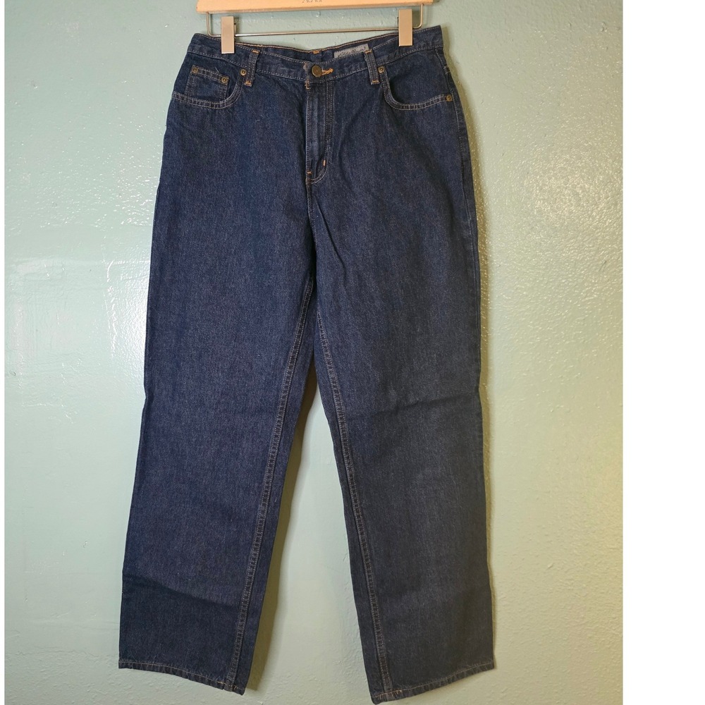 Eddie Bauer Jeans Dark Wash Straight Leg 100% Cotton Petite 12P W30 L30